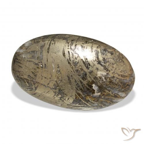 Feather Pyrite Multicolore naturelle ovale, 37.38 ct, Opaque