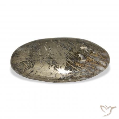Feather Pyrite Multicolore naturelle ovale, 37.38 ct, Opaque