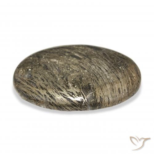 Feather Pyrite Multicolore naturelle ovale, 38.68 ct, Opaque