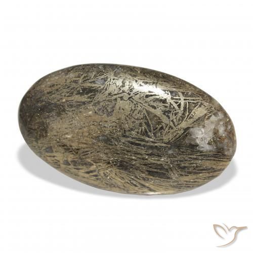 Feather Pyrite Multicolore naturelle ovale, 33.42 ct, Opaque