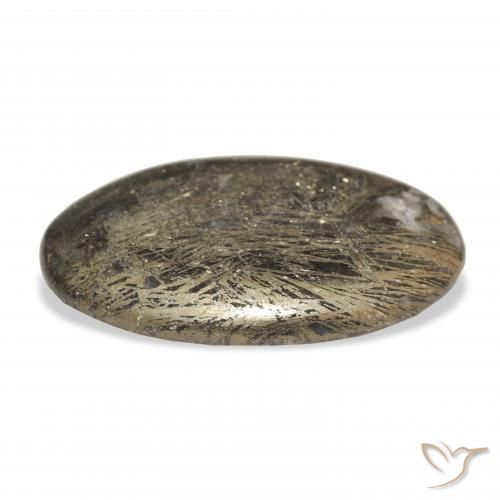Feather Pyrite Multicolore naturelle ovale, 33.42 ct, Opaque