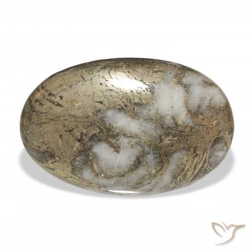 Feather Pyrite Multicolore naturelle ovale, 35.51 ct, Opaque