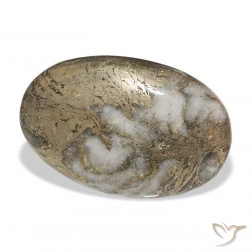Feather Pyrite Multicolore naturelle ovale, 35.51 ct, Opaque