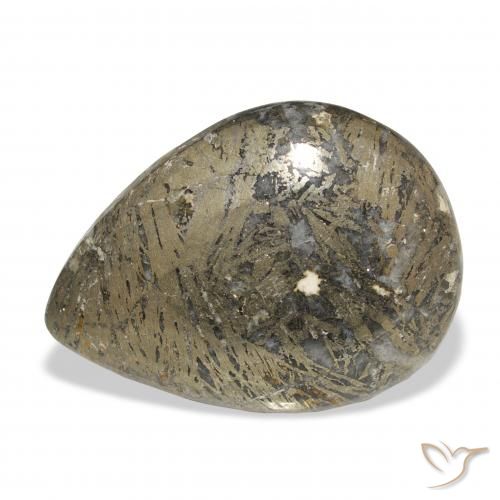 30.77ct Naturel Multicolore Feather Pyrite, En forme de poire, Opaque