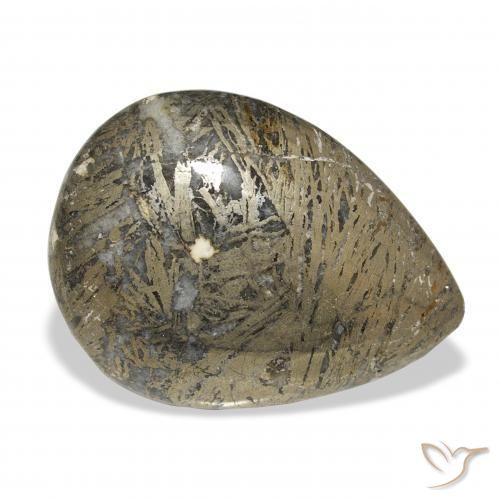 Feather Pyrite Multicolore naturelle En forme de poire, 30.77 ct, Opaque