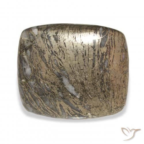 32.54ct Naturel Multicolore Feather Pyrite, Coussin, Opaque