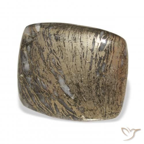 Feather Pyrite Multicolore naturelle Coussin, 32.54 ct, Opaque
