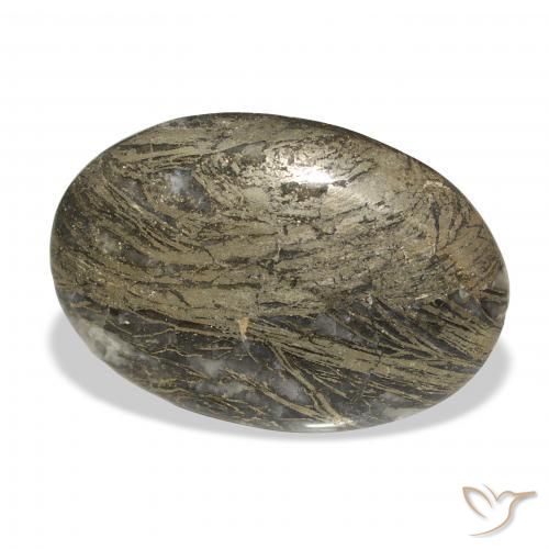 Feather Pyrite Multicolore naturelle ovale, 27.23 ct, Opaque