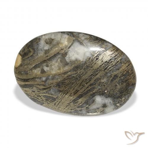 Feather Pyrite Multicolore naturelle ovale, 26.51 ct, Opaque