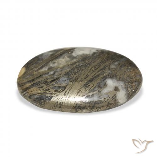 Feather Pyrite Multicolore naturelle ovale, 26.51 ct, Opaque