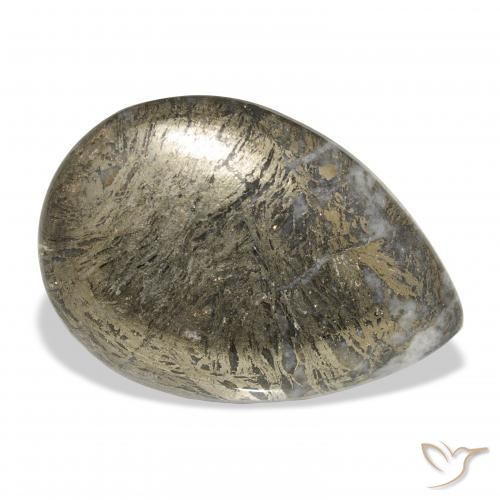 Feather Pyrite Multicolore naturelle En forme de poire, 30.92 ct, Opaque