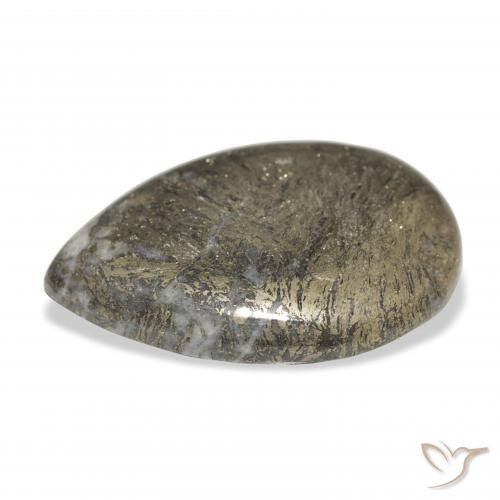 Feather Pyrite Multicolore naturelle En forme de poire, 30.92 ct, Opaque