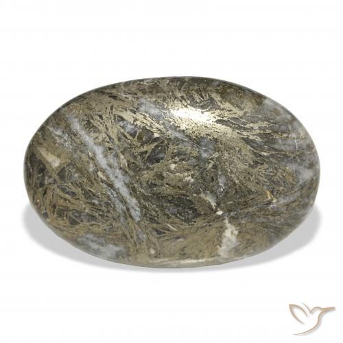 34.99ct Naturel Multicolore Feather Pyrite, ovale, Opaque