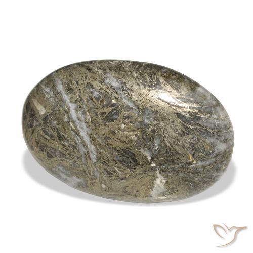 Feather Pyrite Multicolore naturelle ovale, 34.99 ct, Opaque