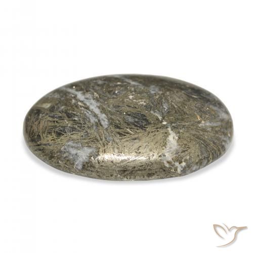 Feather Pyrite Multicolore naturelle ovale, 34.99 ct, Opaque