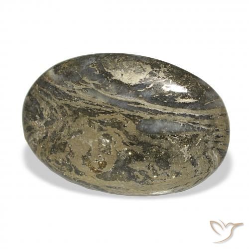 Feather Pyrite Multicolore naturelle ovale, 14.09 ct, Opaque