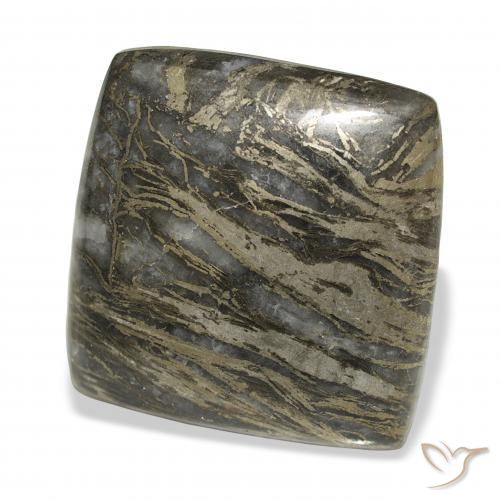 Feather Pyrite Multicolore naturelle Coussin, 28.75 ct, Opaque