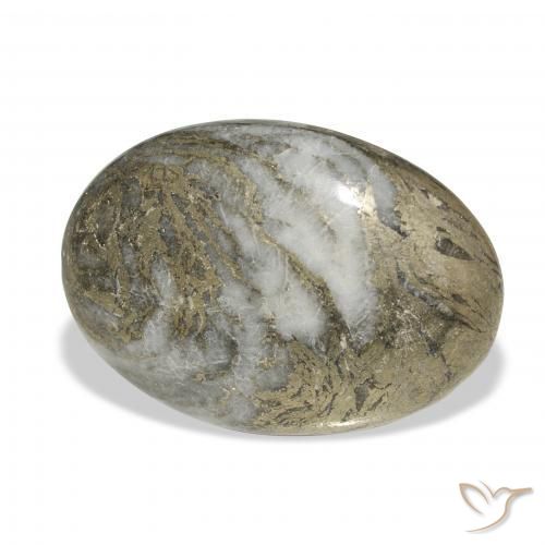 Feather Pyrite Multicolore naturelle ovale, 22.73 ct, Opaque