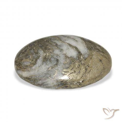 Feather Pyrite Multicolore naturelle ovale, 22.73 ct, Opaque