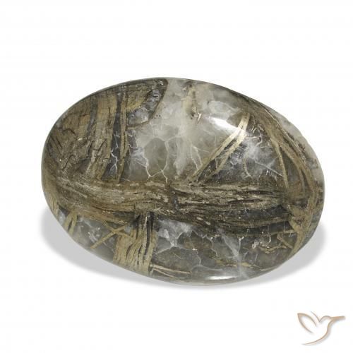 Feather Pyrite Multicolore naturelle ovale, 23.16 ct, Opaque