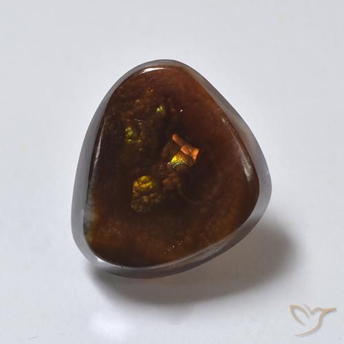 Agate de feu Multicolore naturelle Trillion, 4.03 ct, Translucide