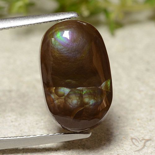 6.24ct Naturel Multicolore Agate de feu, ovale, Translucide