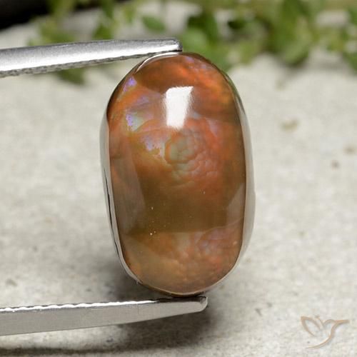 6.66ct Naturel Multicolore Agate de feu, ovale, Opaque