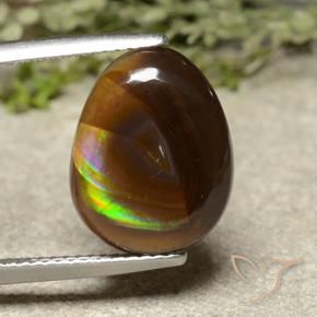 Agate de feu Multicolore naturelle En forme de poire, 5.43 ct, Opaque