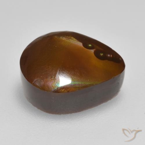 Agate de feu Multicolore naturelle En forme de poire, 5.78 ct, Opaque