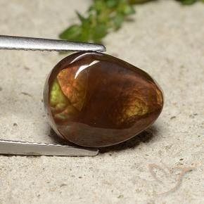 Agate de feu Multicolore naturelle En forme de poire, 5.70 ct, Opaque