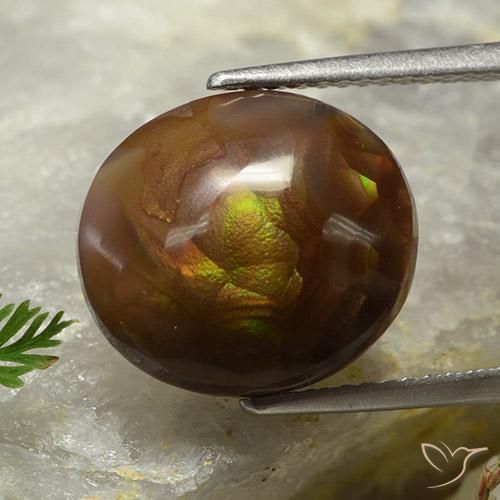 Agate de feu Multicolore naturelle ovale, 7.18 ct, Opaque