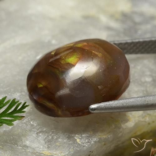 Agate de feu Multicolore naturelle ovale, 7.18 ct, Opaque