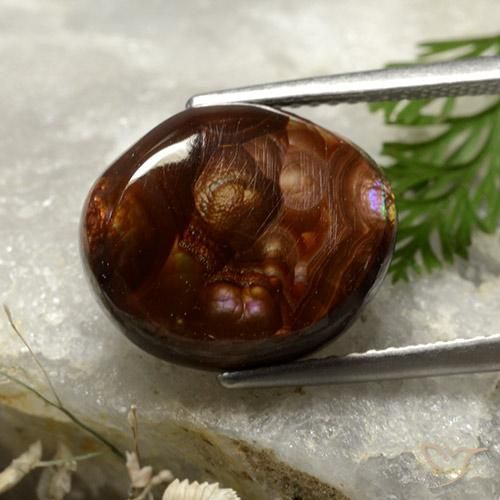Agate de feu Multicolore naturelle ovale, 6.65 ct, Opaque