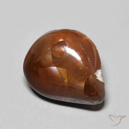Agate de feu Multicolore naturelle En forme de poire, 5.90 ct, Opaque