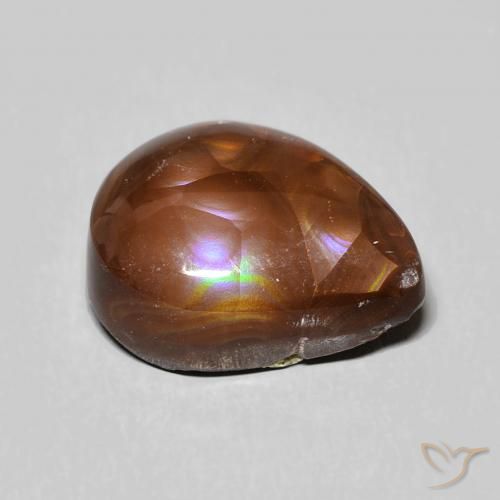Agate de feu Multicolore naturelle En forme de poire, 5.90 ct, Opaque