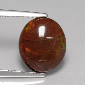 Opale de feu multicolore naturelle coupe ovale, 2,78 ct, opaque