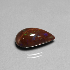 Opale de feu multicolore naturelle en forme de poire, 5,89 ct, opaque