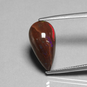 Opale de feu multicolore naturelle en forme de poire, 5,89 ct, opaque