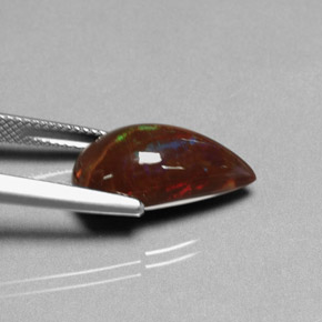 Opale de feu multicolore naturelle en forme de poire, 5,89 ct, opaque