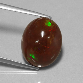Opale de feu multicolore naturelle coupe ovale, 6,48 ct, opaque