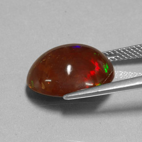 Opale de feu multicolore naturelle coupe ovale, 6,48 ct, opaque