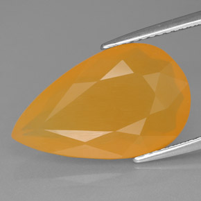 Opale de feu orange naturelle en forme de poire, 6,20 ct, translucide
