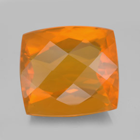Opale de feu orange naturelle coupe coussin, 13,56 ct, transparent