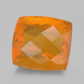 Opale de feu orange naturelle coupe coussin, 13,56 ct, transparent