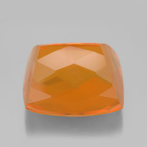 Opale de feu orange naturelle coupe coussin, 13,56 ct, transparent