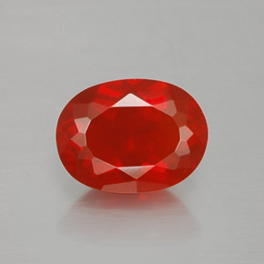 Opale de feu orange rougeâtre naturelle coupe ovale, 1,09 ct, transparent