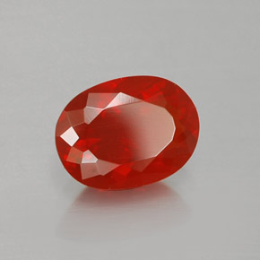 Opale de feu orange rougeâtre naturelle coupe ovale, 1,09 ct, transparent