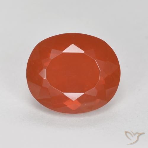 1.50ct Naturel Rouge-orange Opale de feu, ovale, Transparent