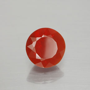 Opale de feu Orange rougeâtre naturelle Coupe roude, 1.37 ct, Transparent