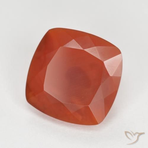 Opale de feu Rouge orange léger naturelle Coussin, 1.68 ct, Transparent / Translucide